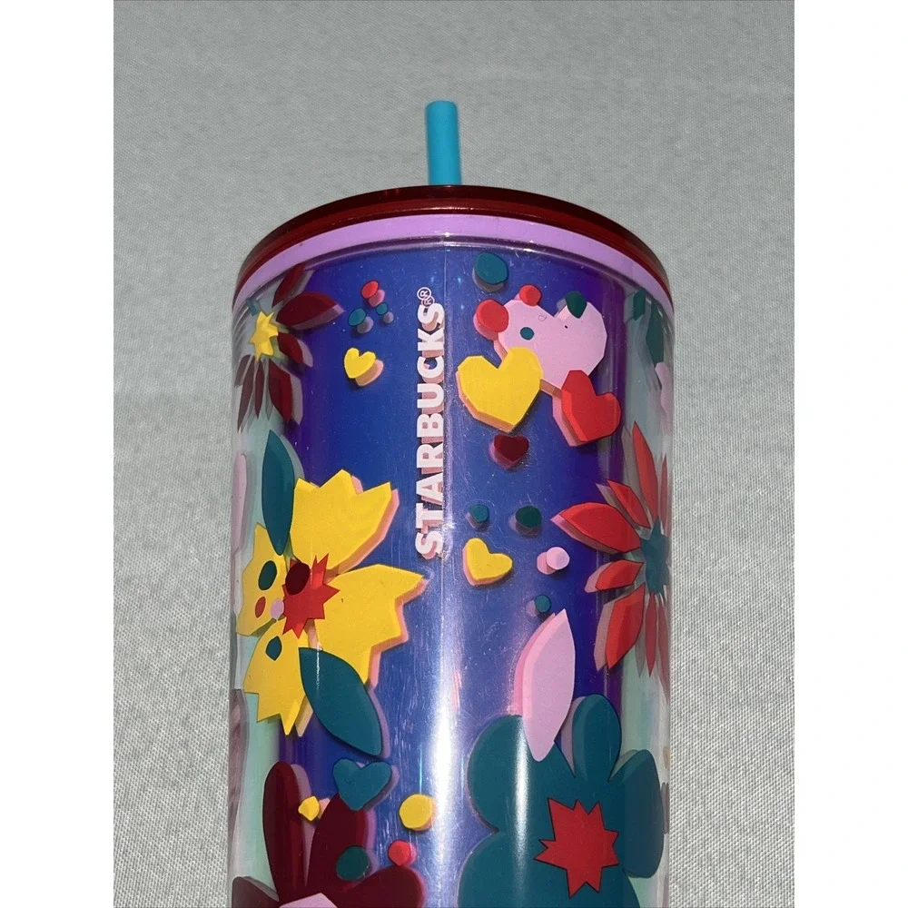 NEW Starbucks 2023 Valentines   ‎ Love Confetti 24oz Cold Cup Tumbler  D26